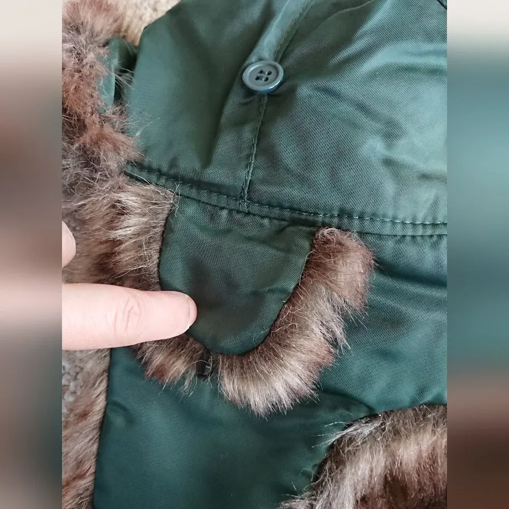 Newhattan Green and Brown ear flap faux fur Trapper Hat